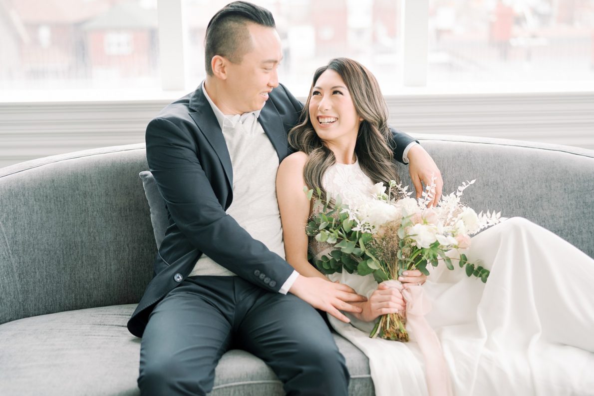 White and Dreamy Toronto Engagement Photos Mint Room Studio Conservatory